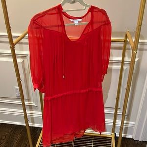 Red Chiffon Dress 3 Quarter Length (Never Worn)